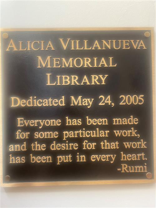 Memorial Plaque for Alicia Villanueva
